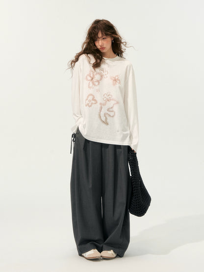Color-Block Crew Neck Base Long-Sleeve T-Shirt