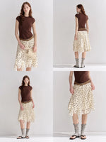 Polka Dot Ruffle Midi Skirt
