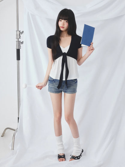 Tie Cardigan Camisole Set