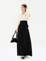Pleated A-Line Maxi Skirt