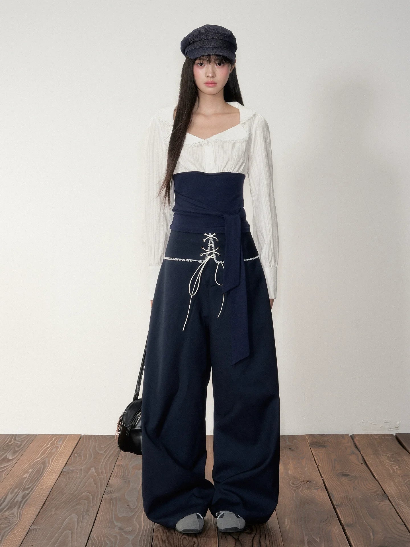 Navy Color-Blocking Shirt &amp; Pants Set