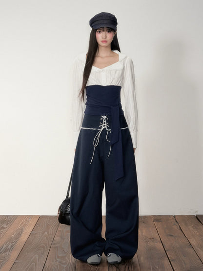 Navy Color-Blocking Shirt &amp; Pants Set