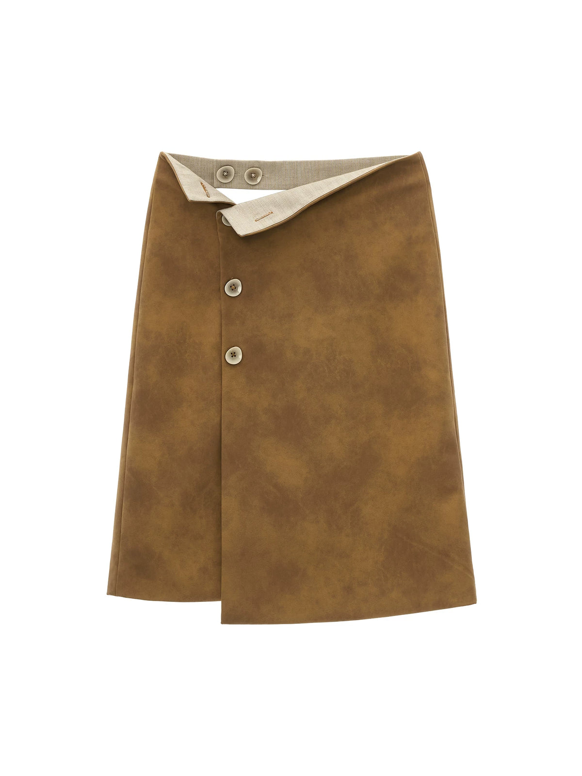 Vintage Washed Leather Midi Skirt
