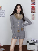 Removable Fur Collar Hooded Jumpsuit