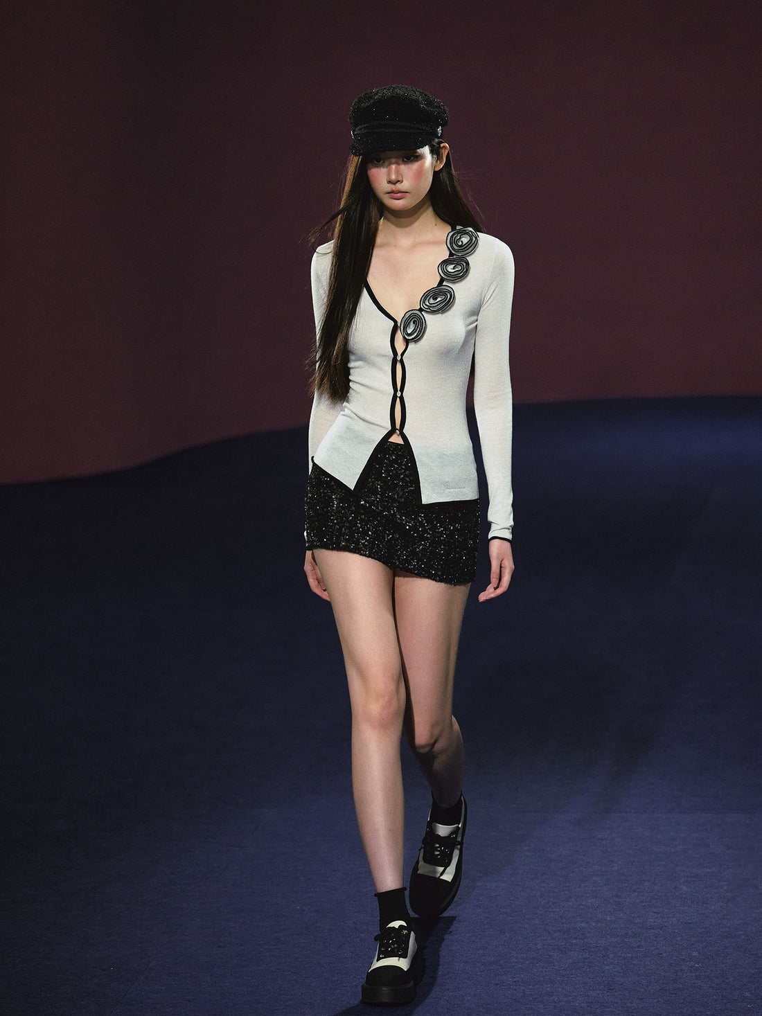 3D Rose Appliqué Sheer Knit Cardigan