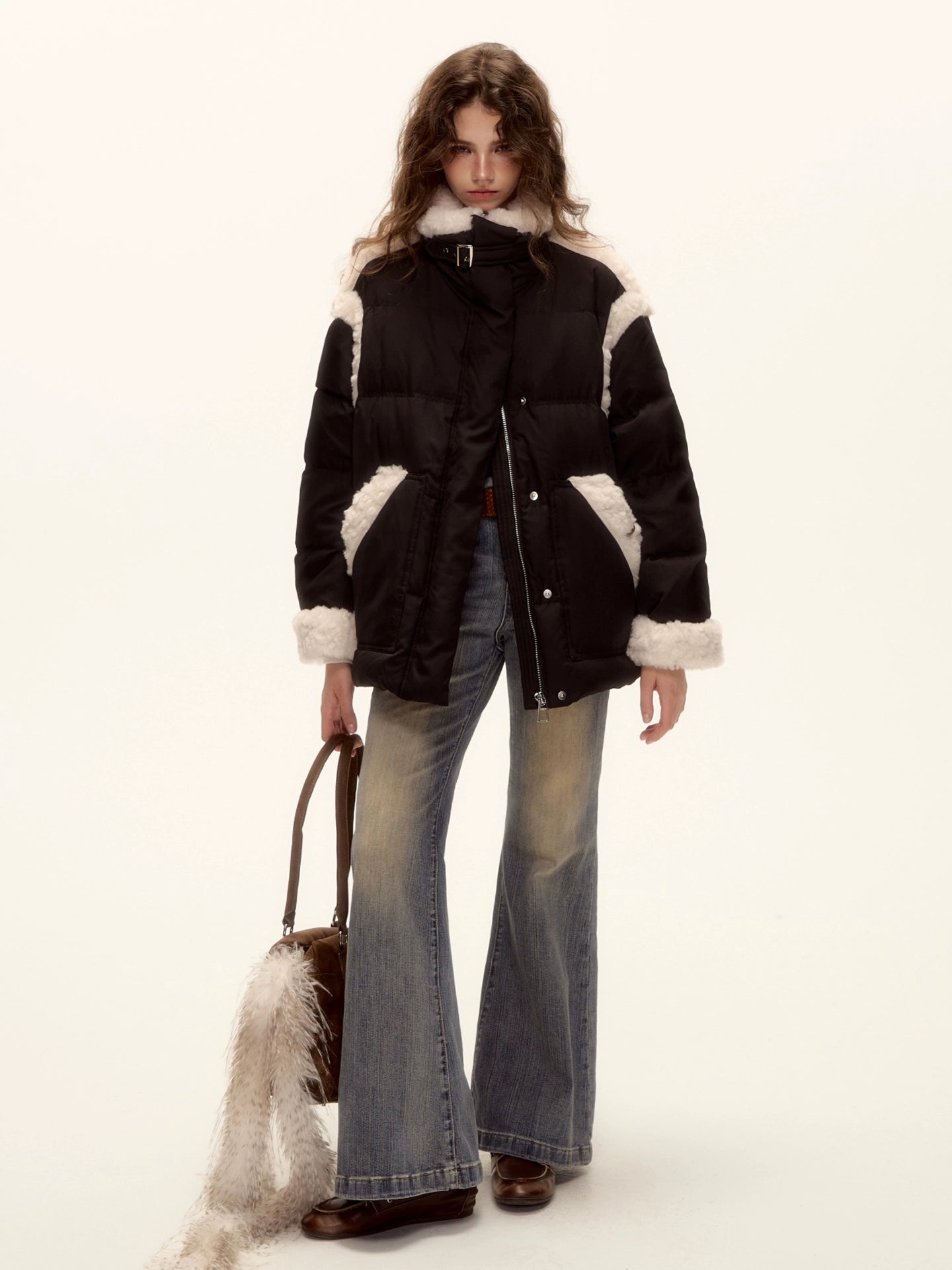 Slub Washed Micro-Flare Jeans