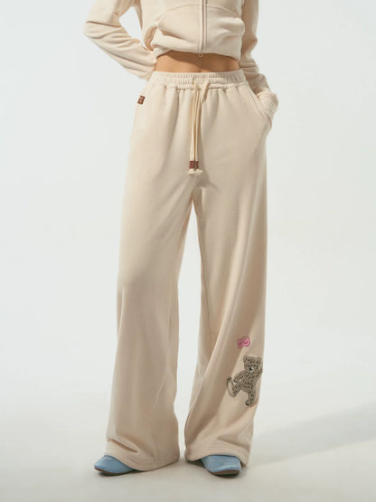 Bear Embroidered Hoodie Set