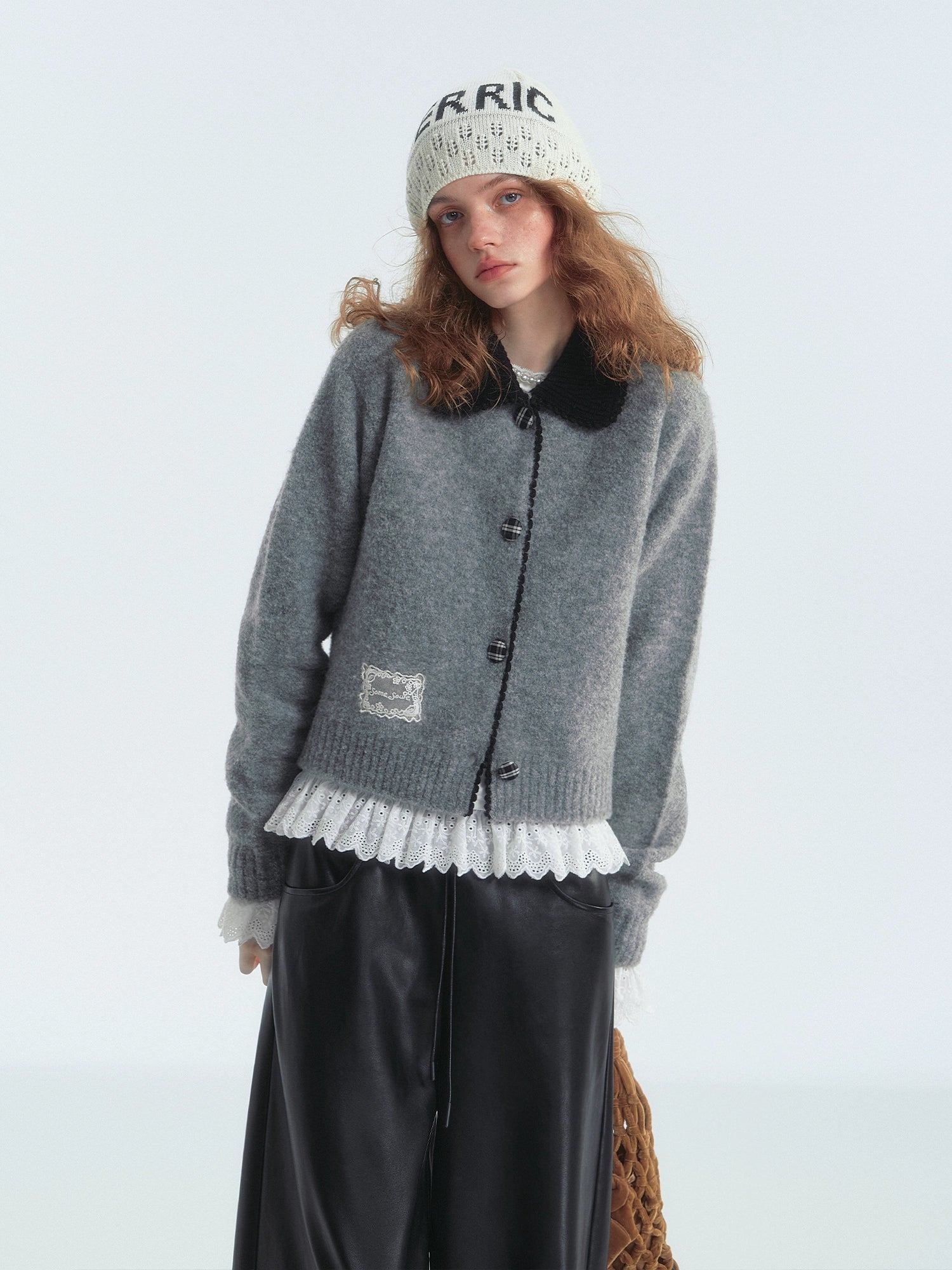 Loop‑Fleece Small Lapel Cardigan