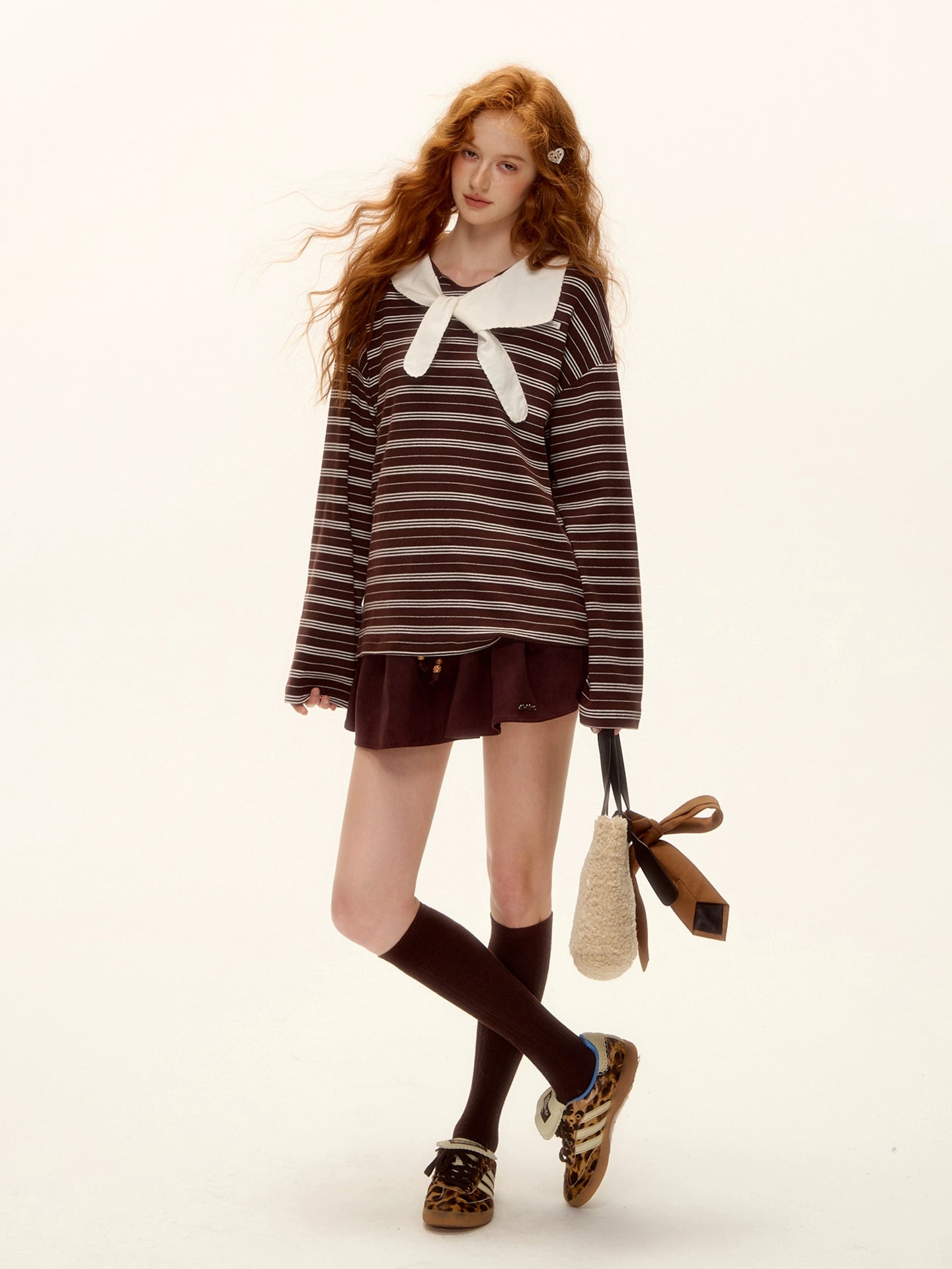 Bow-Tie Striped Long-Sleeve T-Shirt