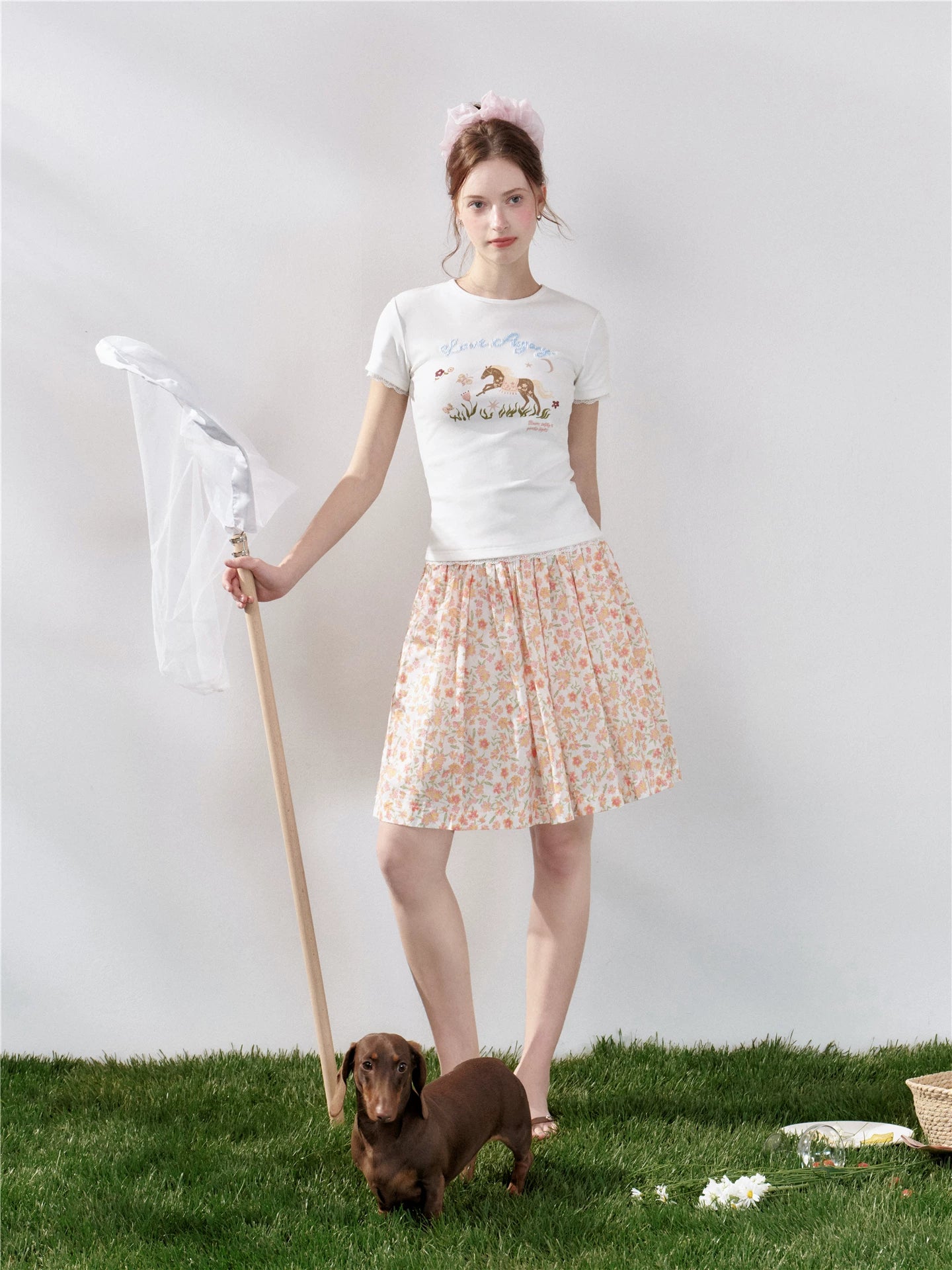 Floral Pleated Mini Skirt