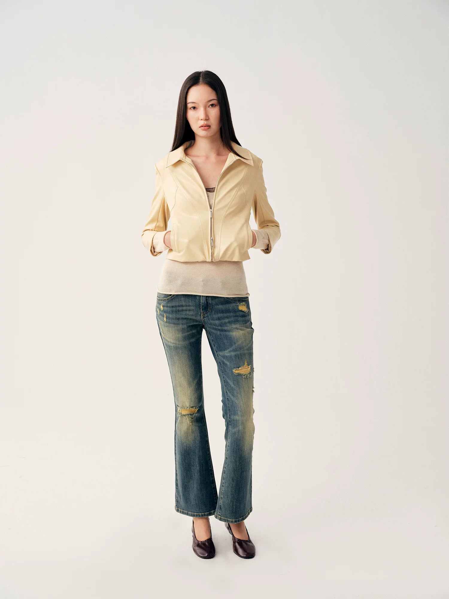 Pale Yellow PU Jacket