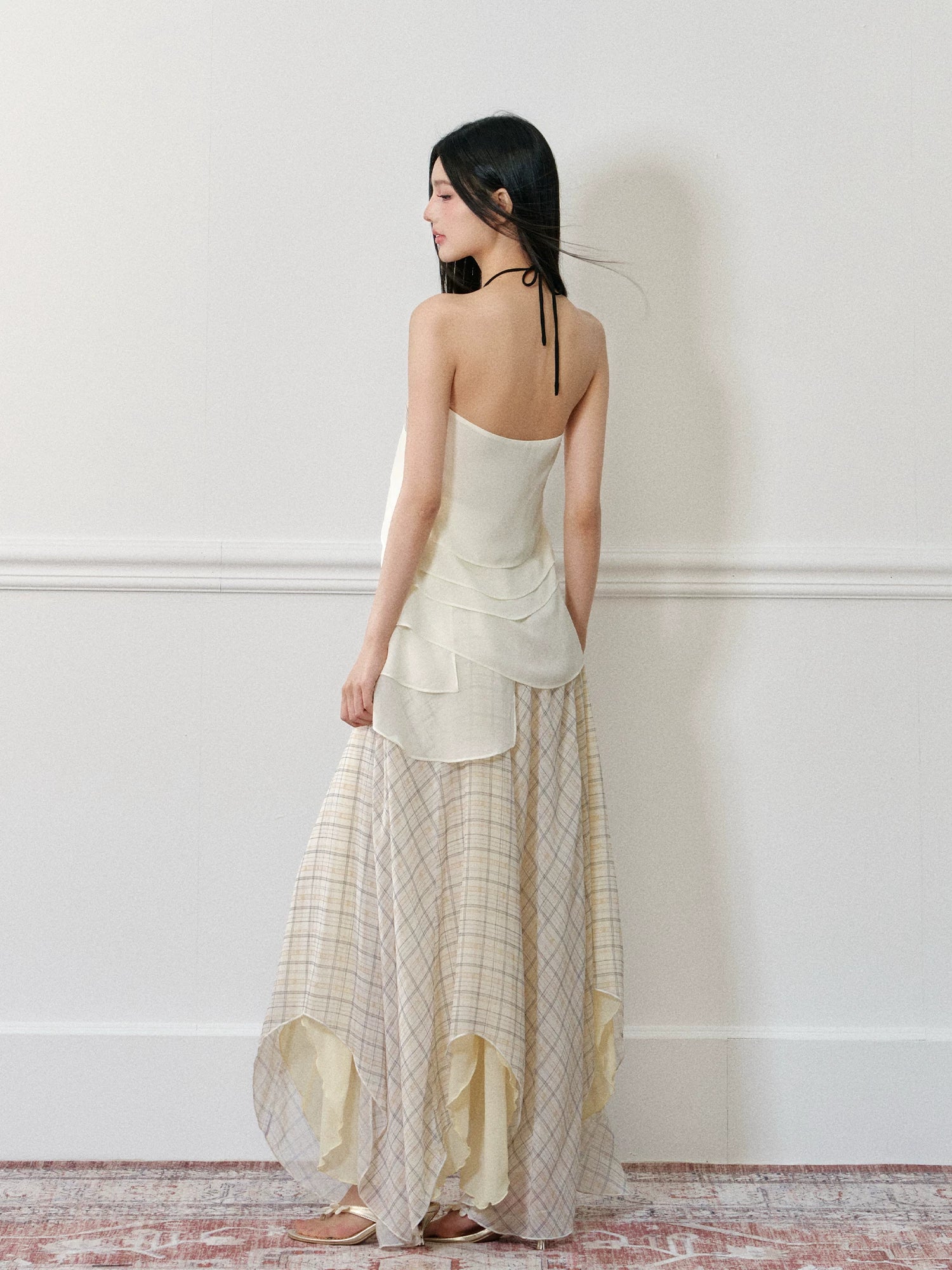 Rose Halter Tank Top &amp; Pleated Skirt Set