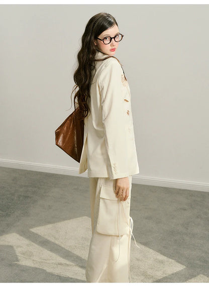 Black &amp; Ivory White Tie-Waist Wide-Leg Pants