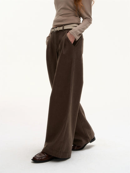 Plaid Cuff Belted Wide-Leg Pants