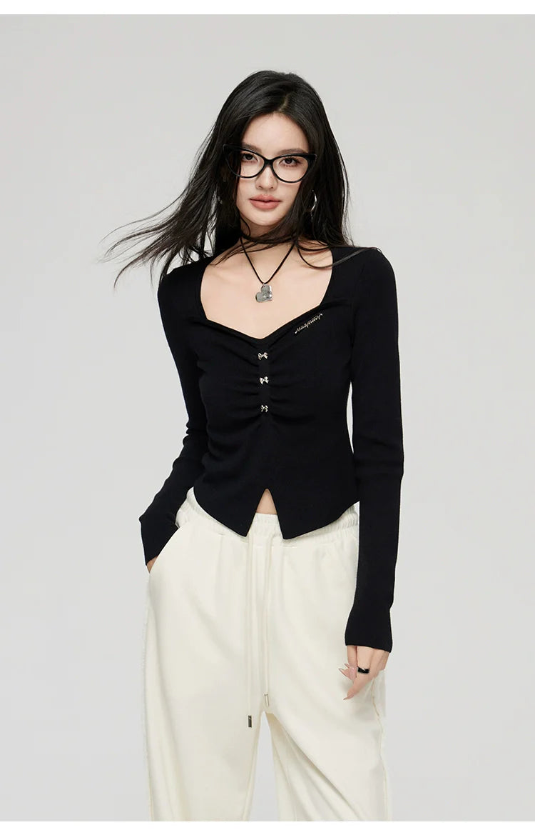 Black &amp; White Wide Neckline Sweater