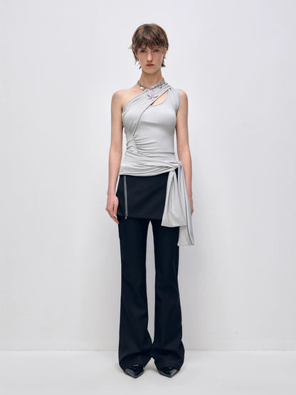 Irregular Slanted Single Shoulder Vest