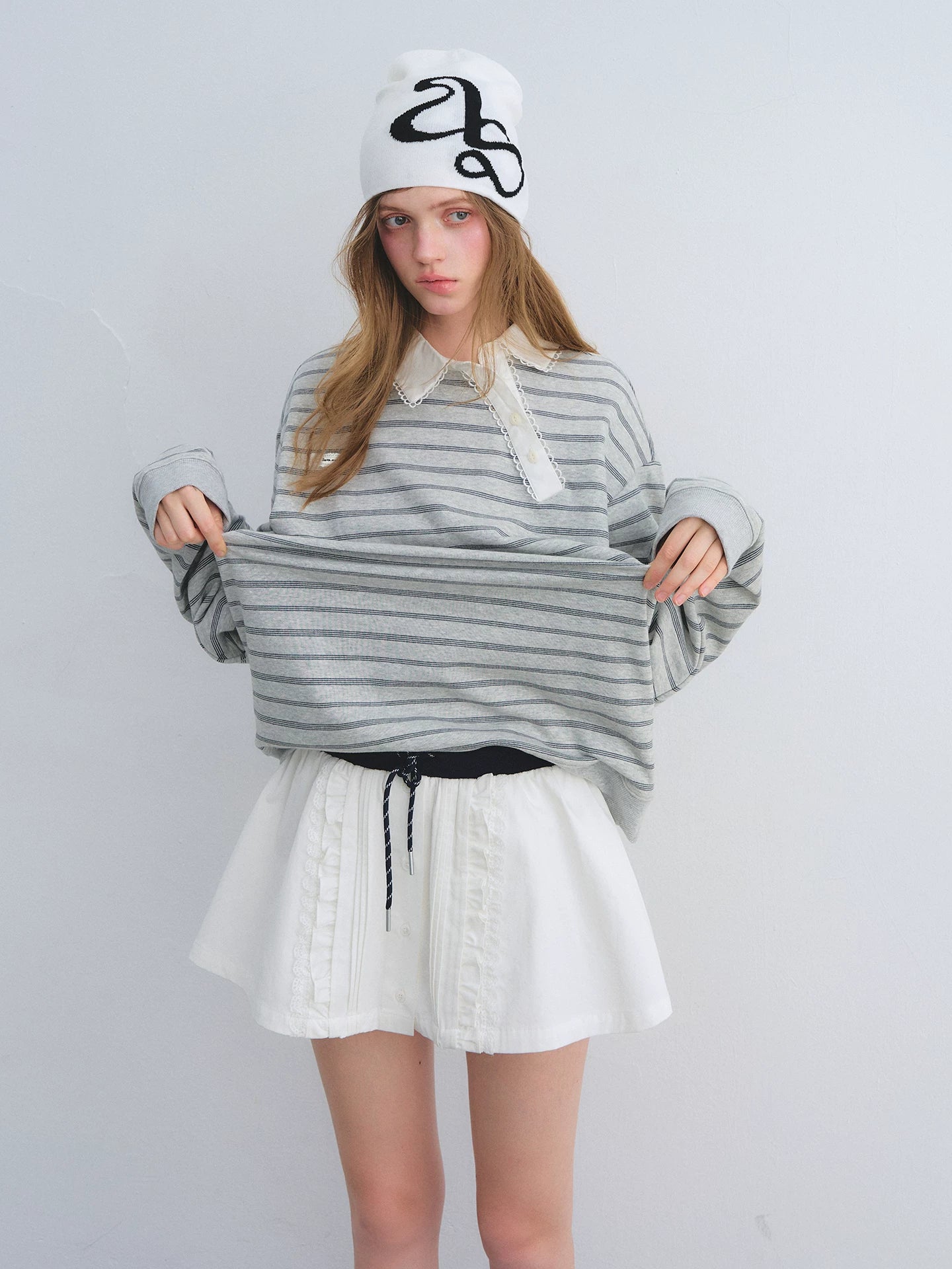 Ruffle Tie Pleated Skirt