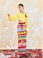 Soft Yellow Off-Shoulder Knit Sweater & Skirt Set