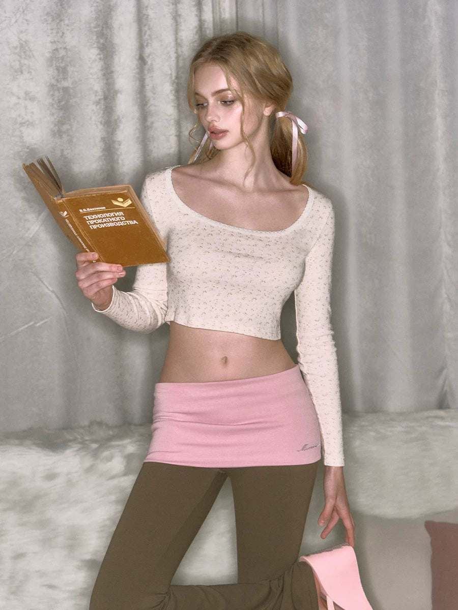 Color-Block Faux-Layered Low-Rise Flared Yoga Pants