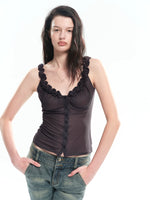 Acetate Lace Trim Cardigan Camisole