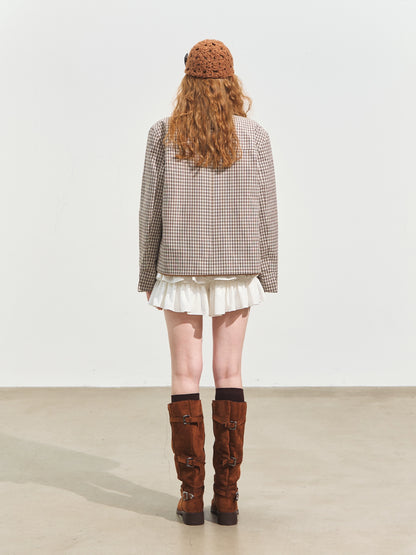 Doll Collar Suede Leather Jacket