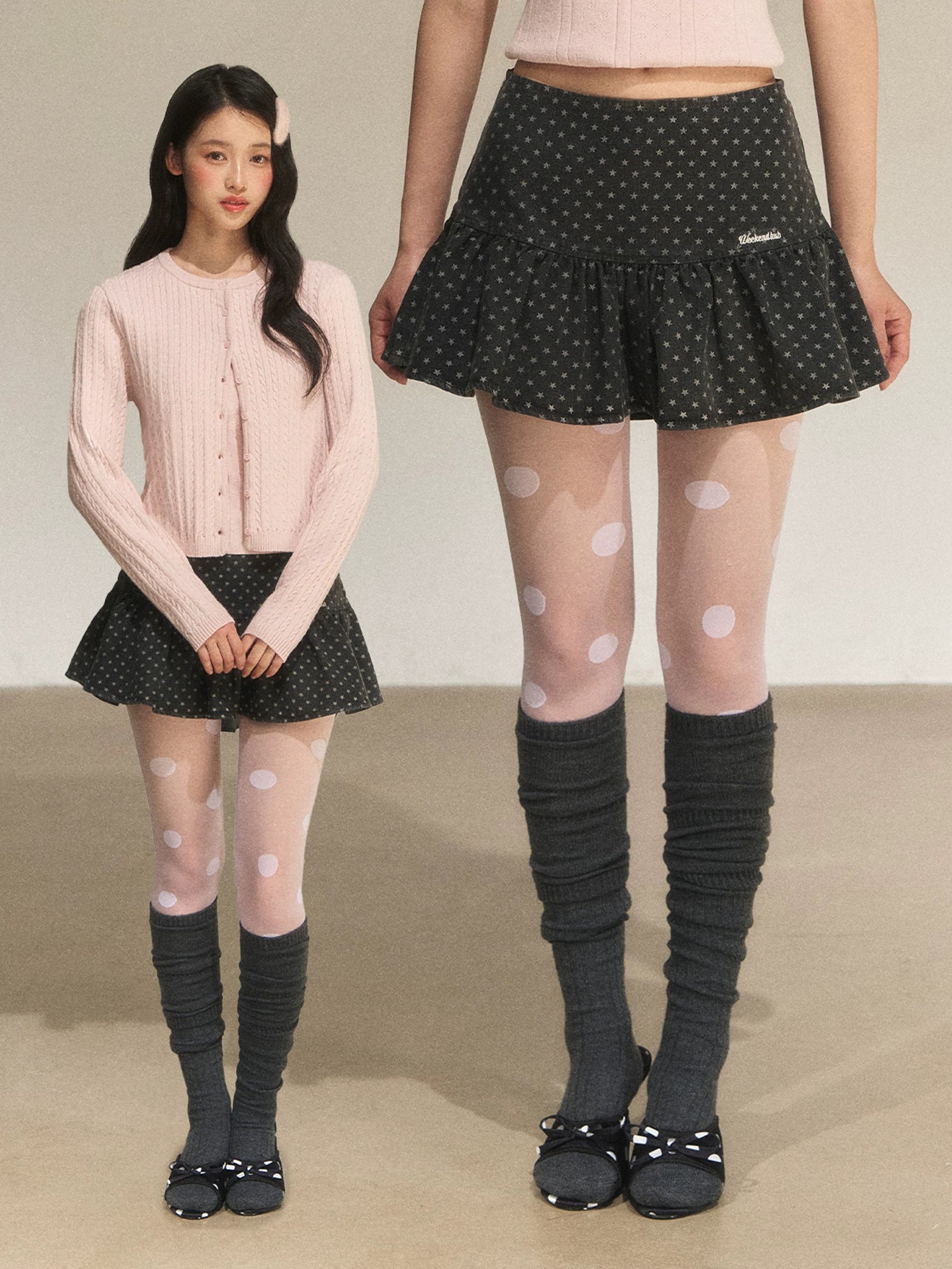 Star Print Ruffle Mini Skirt