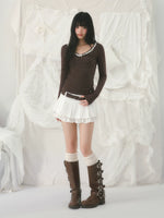 Jacquard Pleated Mini Skirt