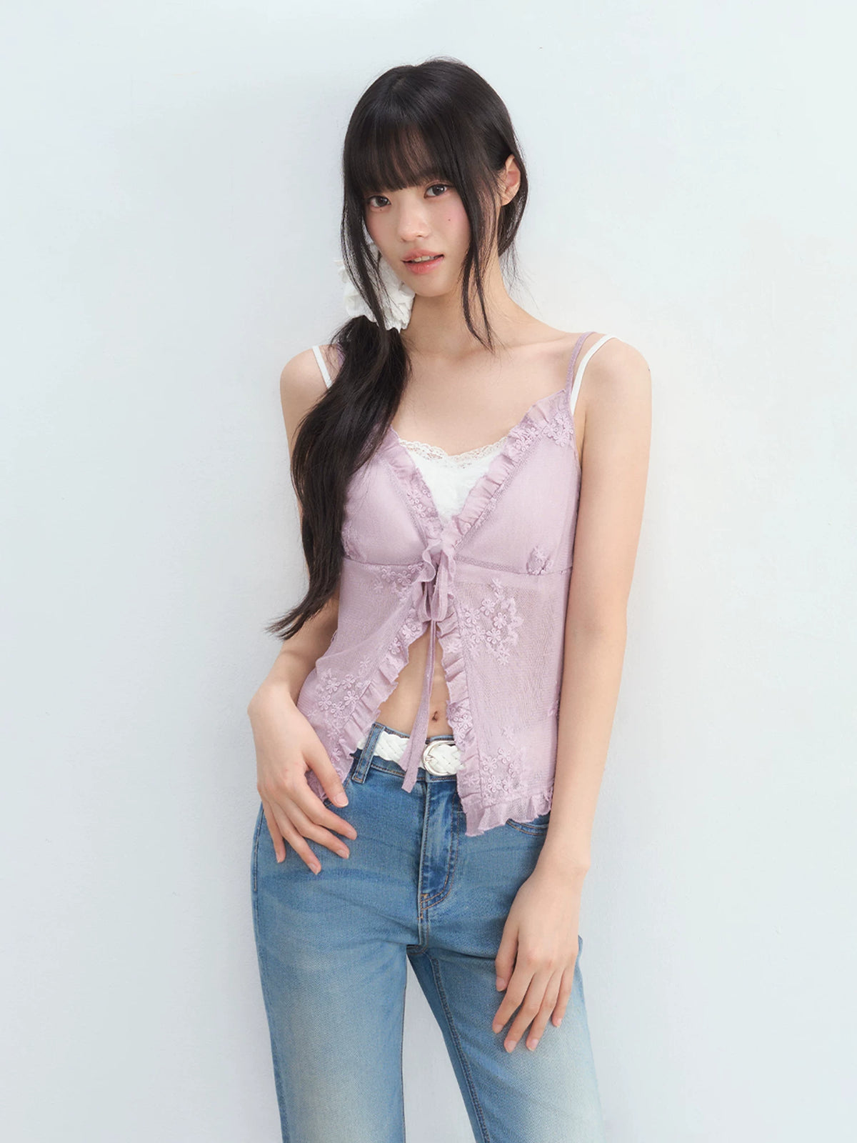 Purple Lace Layered Top Set