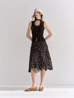Mesh Panel Ribbon Tank Top