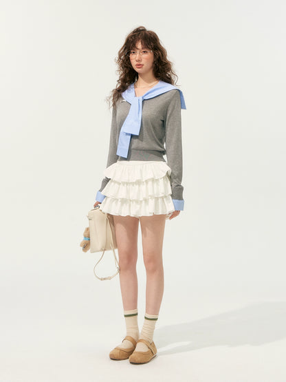Pleated Lace Ruffle Tiered Skirt