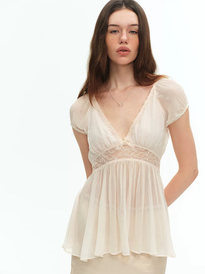 Blush Lace Rayon Top