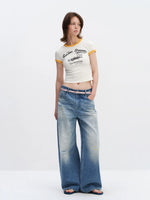 Vintage Washed Flared Low-Rise Jeans