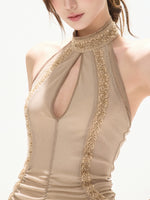 Beaded Halter Maxi Dress