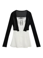 Bow Tube Dress & Cardigan Set