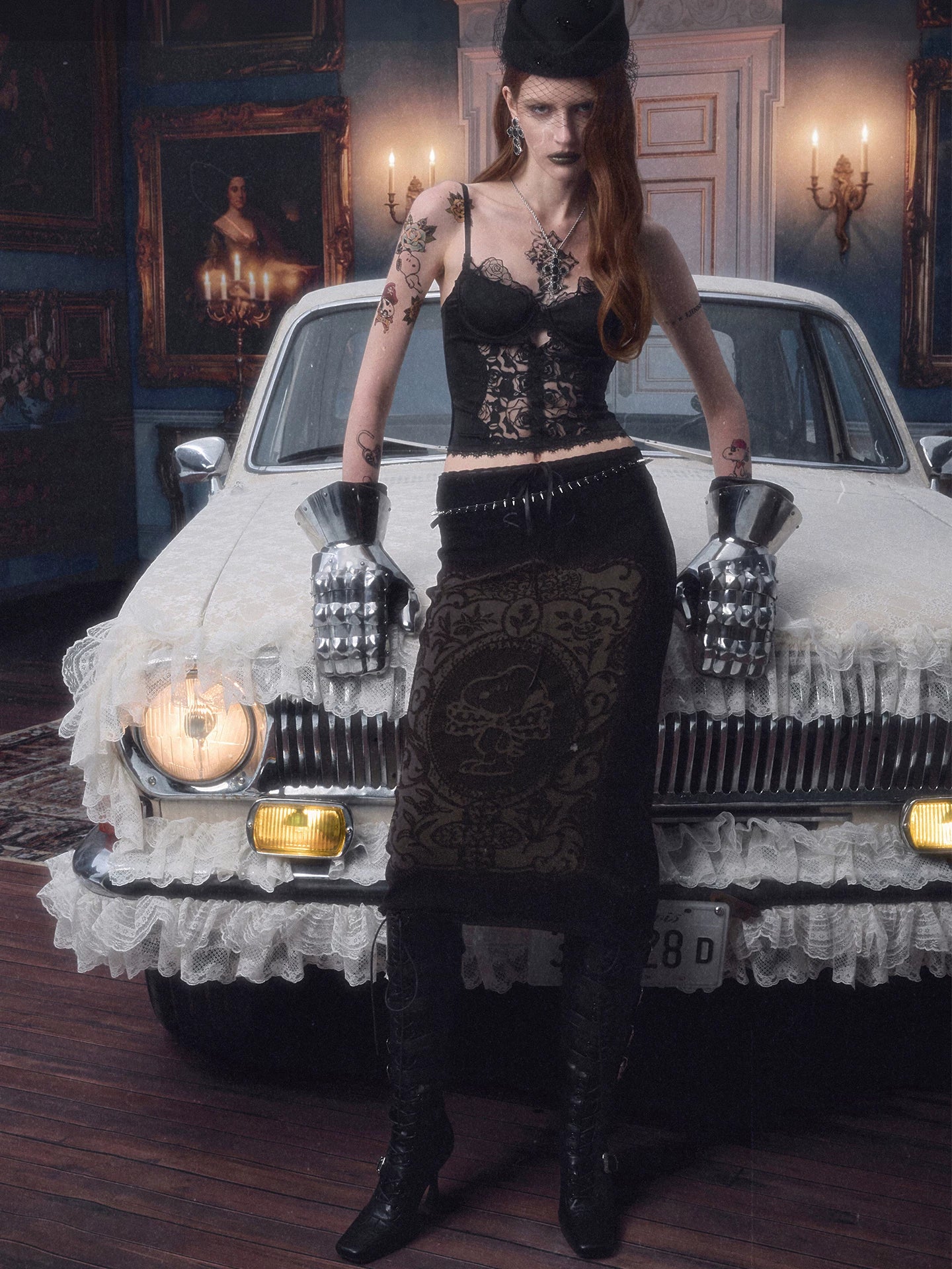 Lace Satin Corset Cami
