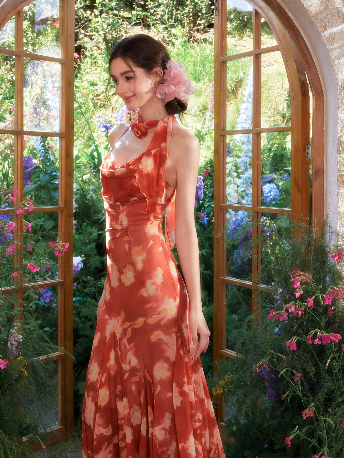 Floral Halter Fish Tail Dress