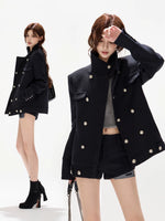 Detachable Shearling Collar Coat