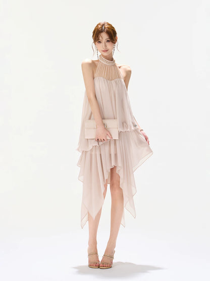 Pink Beaded Halter Dress