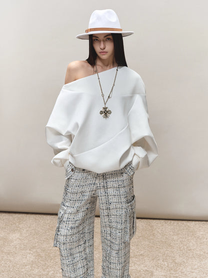 Asymmetric Off-Shoulder Oversized Sweatshirt