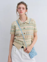 Fair Isle Polo Knit Top