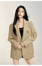 Black & Khaki Suit Collar Bow-tie Blazer