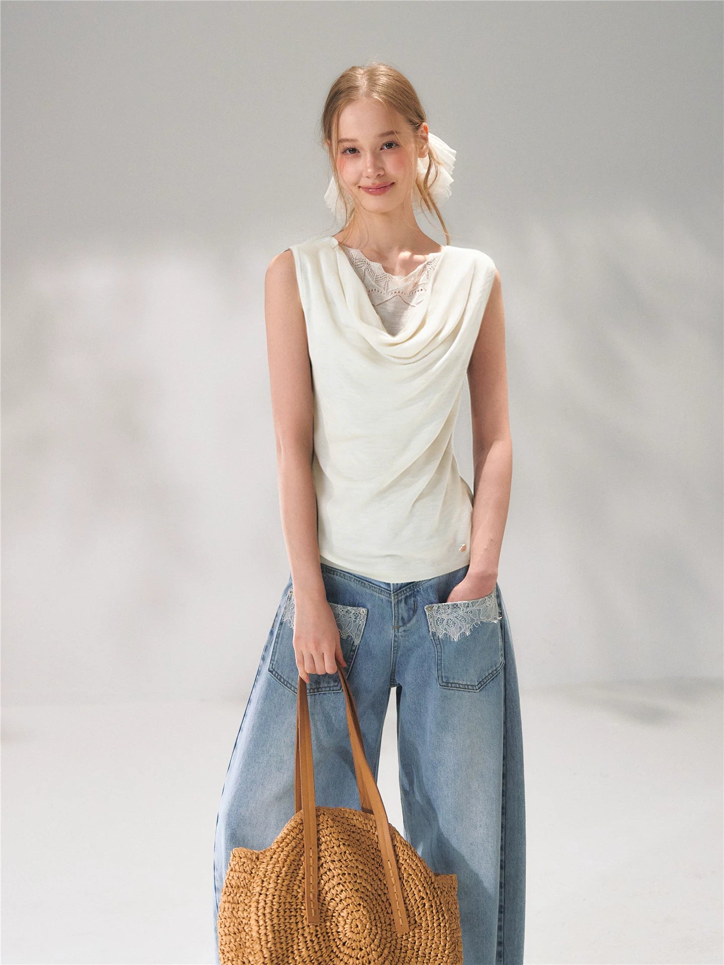 Lace Patch Knit Tank