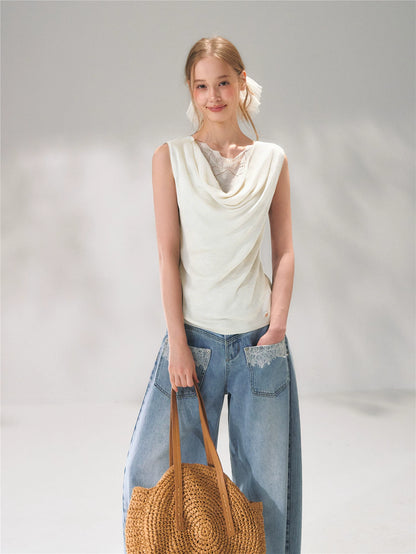 Lace Patch Knit Tank