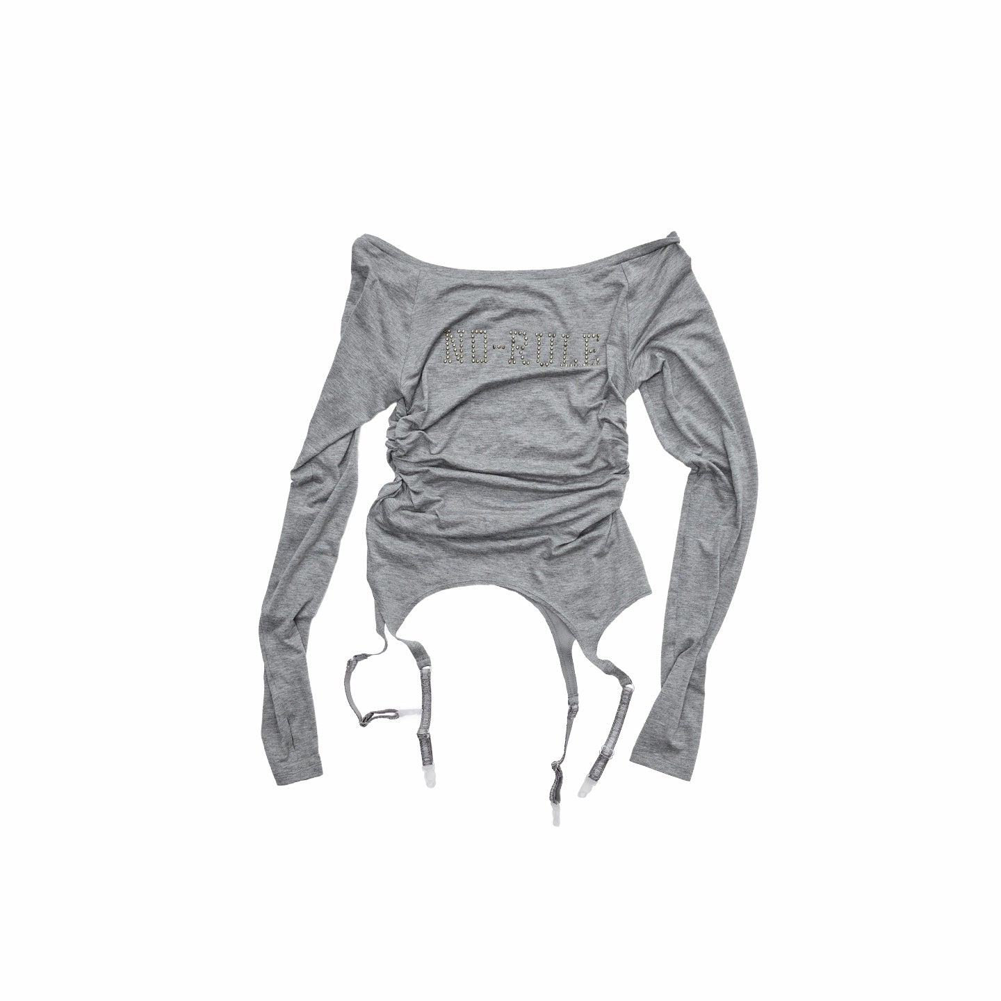 Garter Rhinestone Ruched Knit Top