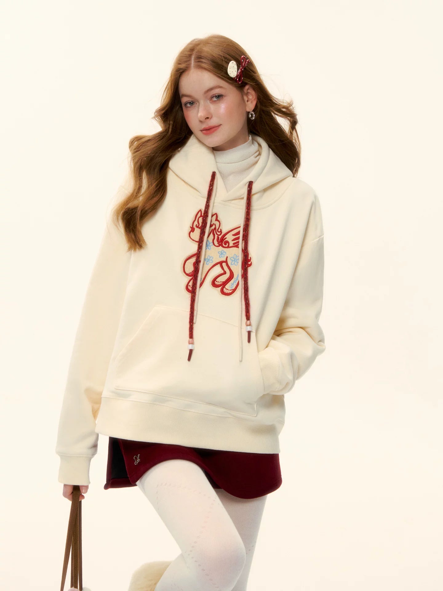 Pony Embroidery Fleece Hoodie