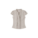 Lace Ruffle Waist Short Sleeve Top