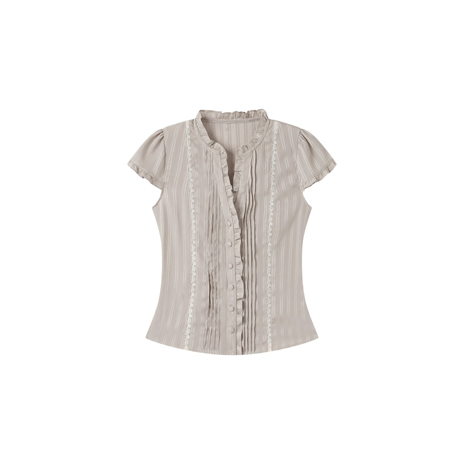 Lace Ruffle Waist Short Sleeve Top