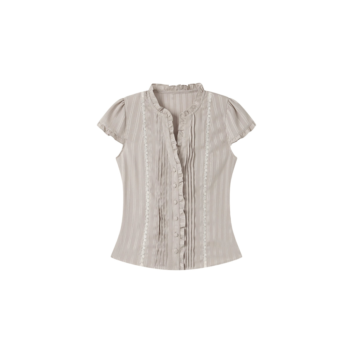 Lace Ruffle Waist Short Sleeve Top