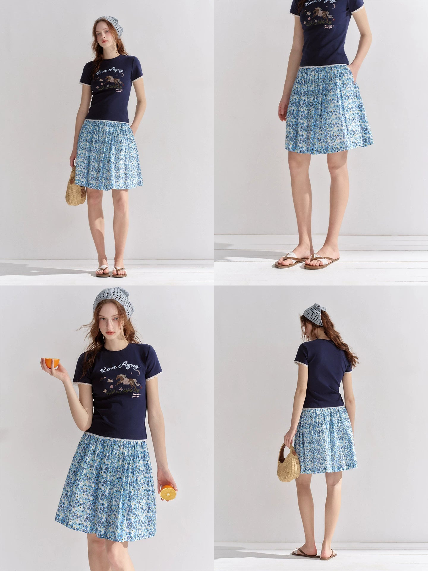 Floral Pleated Mini Skirt