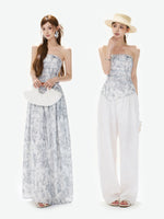 Gray Asymmetric Halter Top & Skirt Set